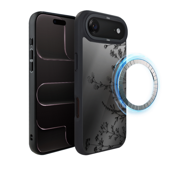 Etui do iPhone Air IBIZU DropGuard Matt z MagSafe, Midnight, Dotyk kwiatów6