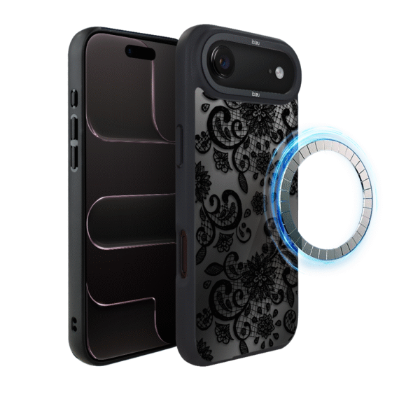 Etui do iPhone Air IBIZU DropGuard Matt z MagSafe, Midnight, Koronkowa czerń3