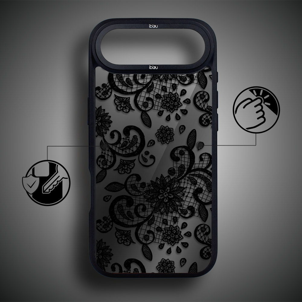 Etui do iPhone Air IBIZU DropGuard Matt z MagSafe, Midnight, Koronkowa czerń4