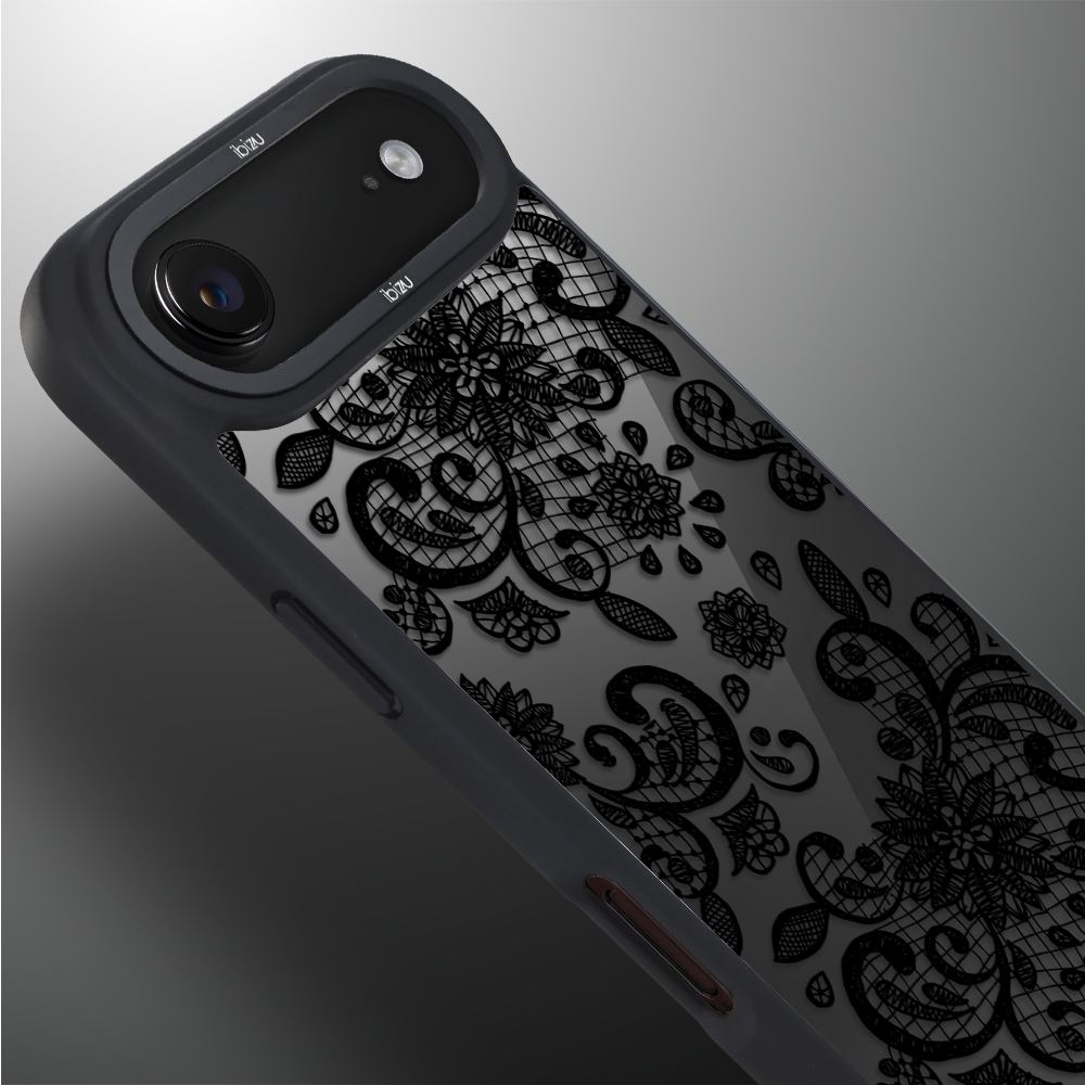 Etui do iPhone Air IBIZU DropGuard Matt z MagSafe, Midnight, Koronkowa czerń6