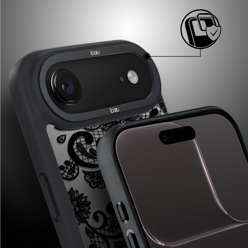 Etui do iPhone Air IBIZU DropGuard Matt z MagSafe, Midnight, Koronkowa czerń7