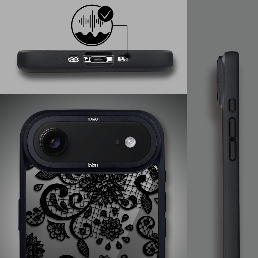 Etui do iPhone Air IBIZU DropGuard Matt z MagSafe, Midnight, Koronkowa czerń8