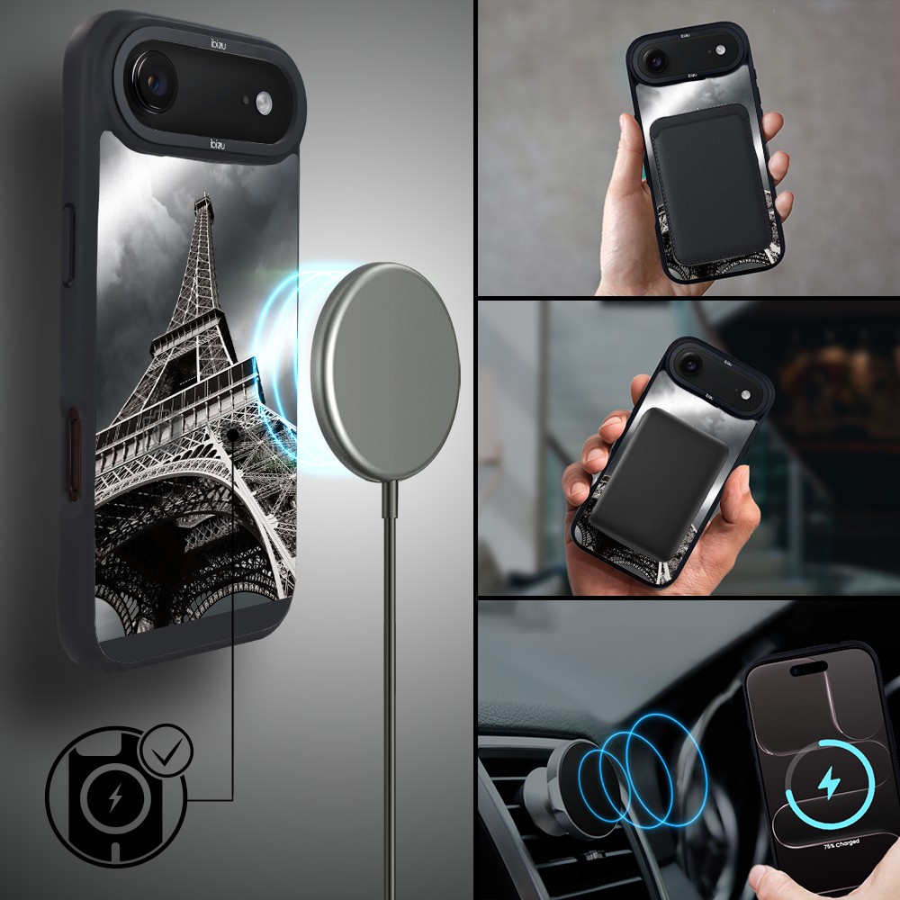 Etui do iPhone Air IBIZU DropGuard Matt z MagSafe, Noir City, Wieża Eiffla6