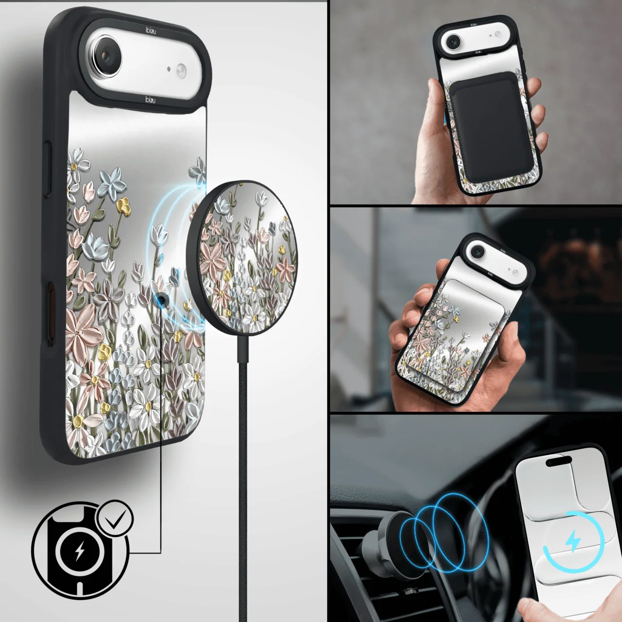 Etui do iPhone Air IBIZU DropGuard Matt z MagSafe, Relief Garden, Wiosenna łąka (5)