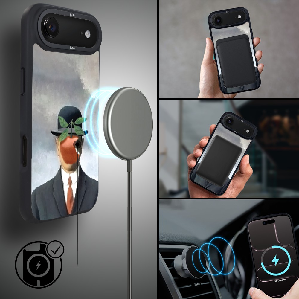 Etui do iPhone Air IBIZU DropGuard Matt z MagSafe, Rene Magritte, syn człowieczy4