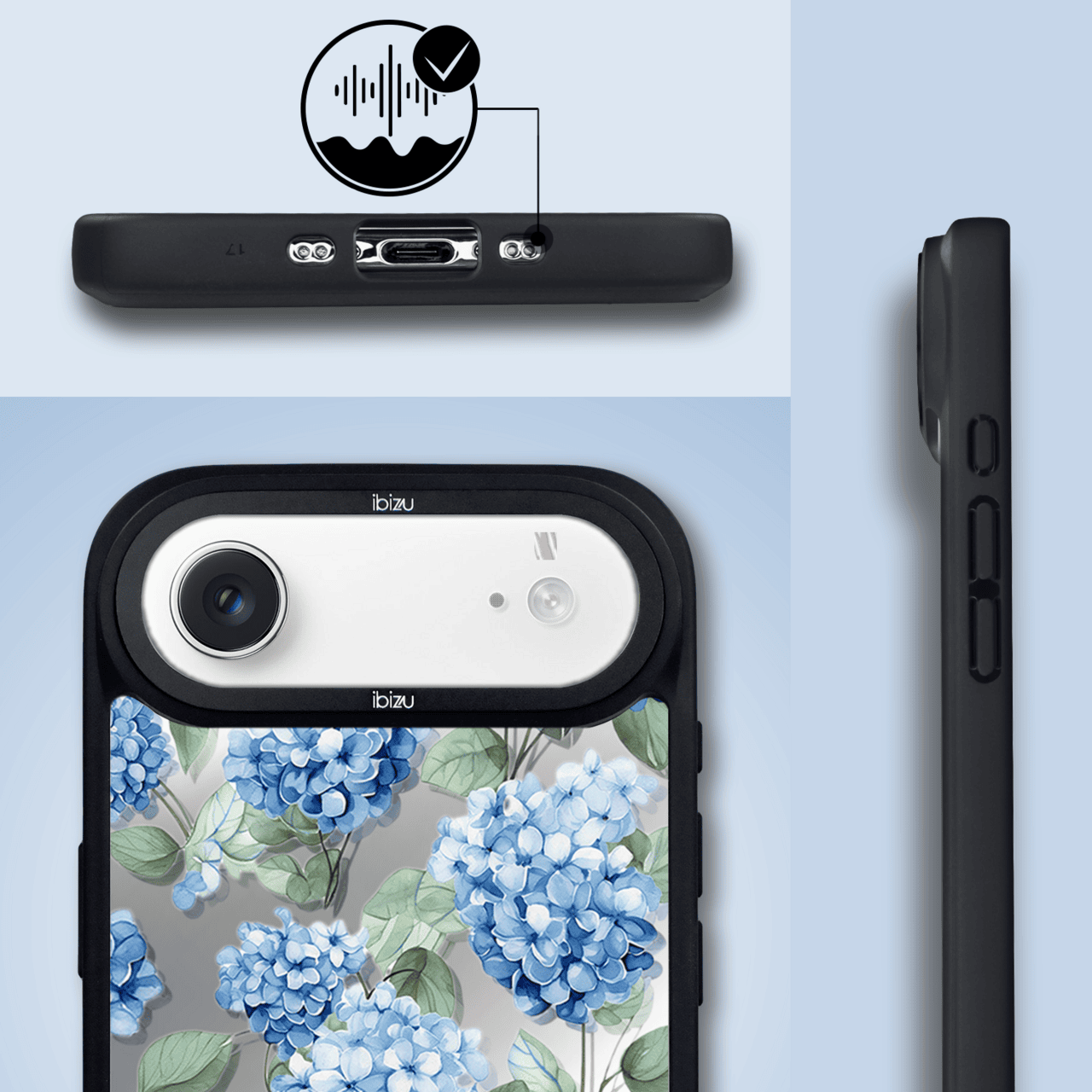 Etui do iPhone Air IBIZU DropGuard Matt z MagSafe, Szafirowa Hortensja (1)