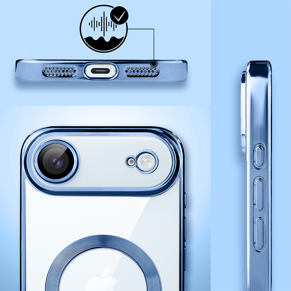 Etui do iPhone Air MagSafe Luxury Protect przeźroczyste, hybrydowa ochrona kamery, niebieskie (7)