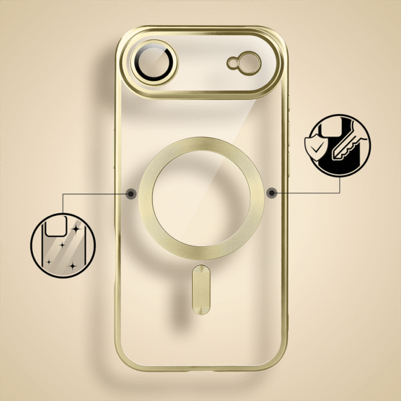 Etui do iPhone Air MagSafe Luxury Protect przeźroczyste, z osłoną aparatu, Titanium Finish, złote Obszar kompozycji 2