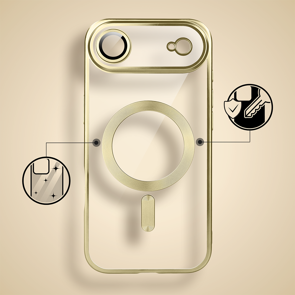 Etui do iPhone Air MagSafe Luxury Protect przeźroczyste, z osłoną aparatu, Titanium Finish, złote Obszar kompozycji 2