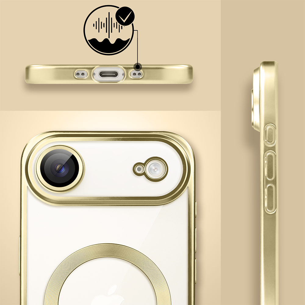 Etui do iPhone Air MagSafe Luxury Protect przeźroczyste, z osłoną aparatu, Titanium Finish, złote Obszar kompozycji 6