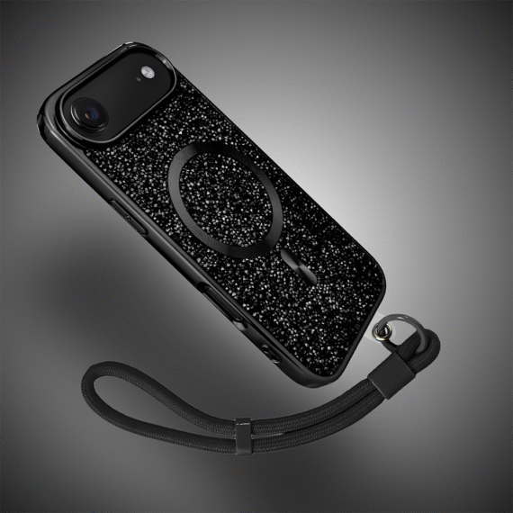 Etui do iPhone Air MagSafe Tresury Case, diamentowe, z błyszczącą ramką, czarne (2)