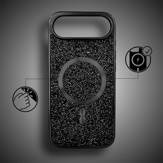 Etui do iPhone Air MagSafe Tresury Case, diamentowe, z błyszczącą ramką, czarne (8)