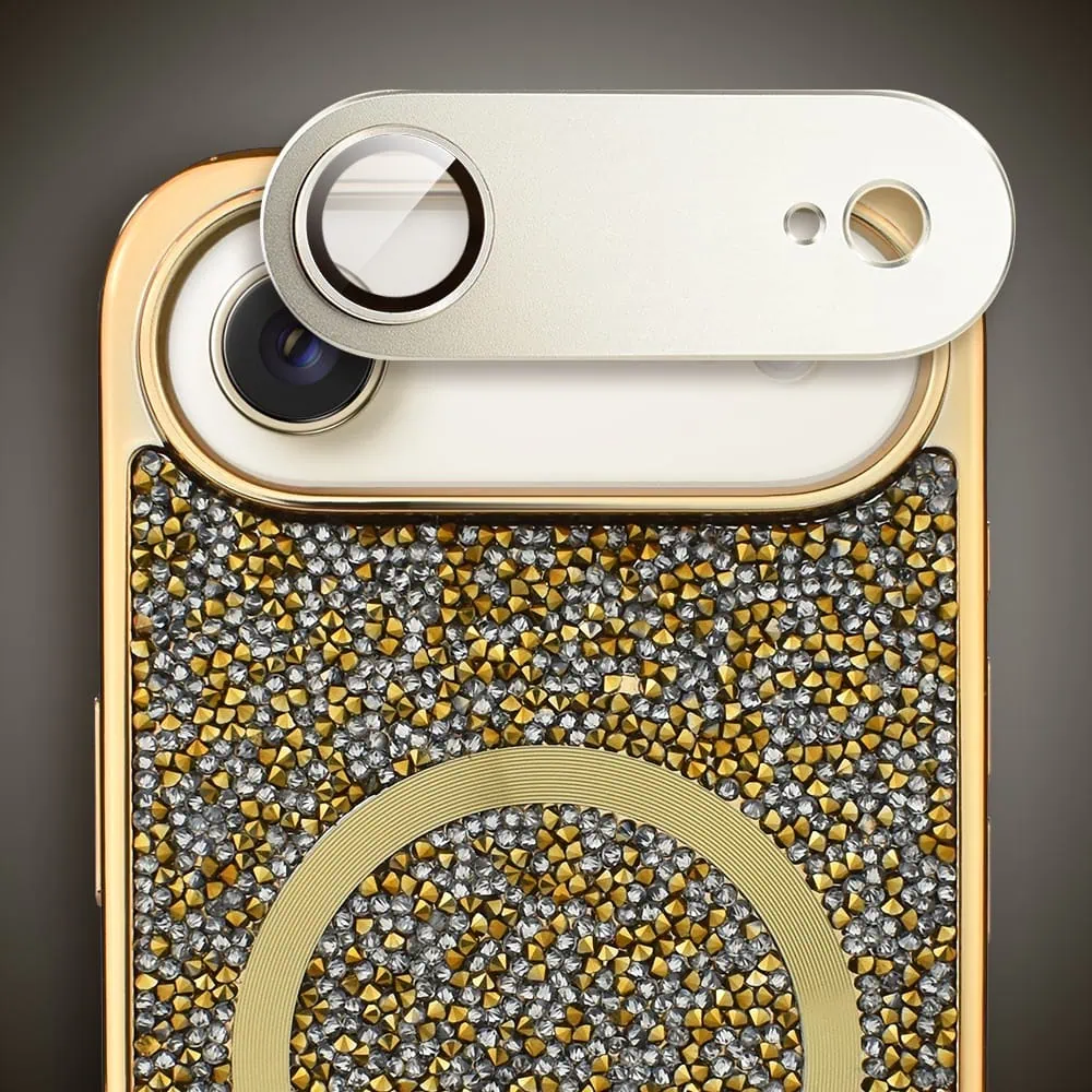 Etui do iPhone Air MagSafe Tresury Case, diamentowe, z błyszczącą ramką, złote (5)