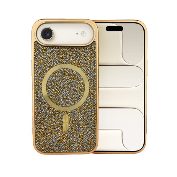 Etui do iPhone Air MagSafe Tresury Case, diamentowe, z błyszczącą ramką, złote