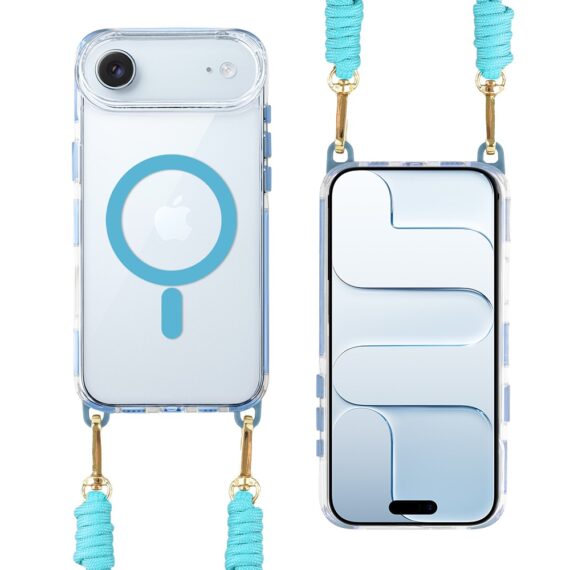 Etui do iPhone Air, MagSafe, ze smyczą, na ramię, crossbody, niebieskie (2)
