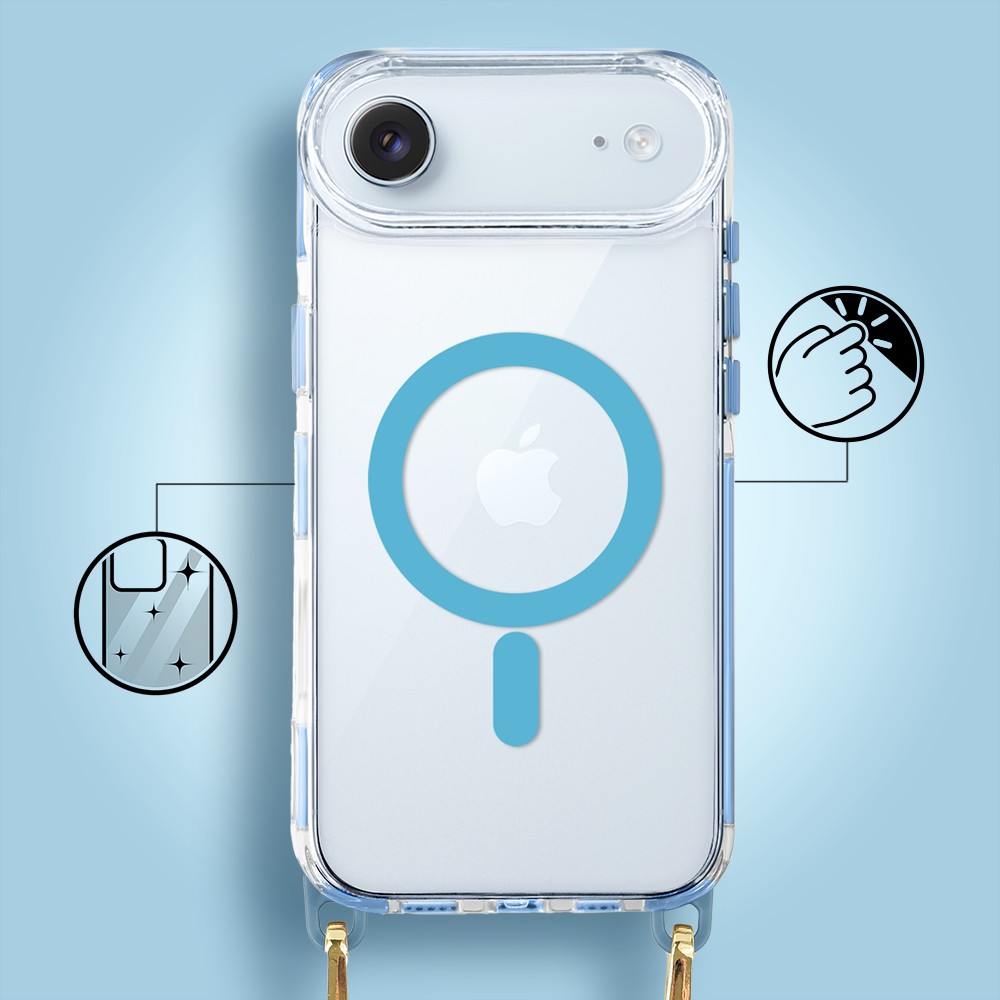 Etui do iPhone Air, MagSafe, ze smyczą, na ramię, crossbody, niebieskie (4)