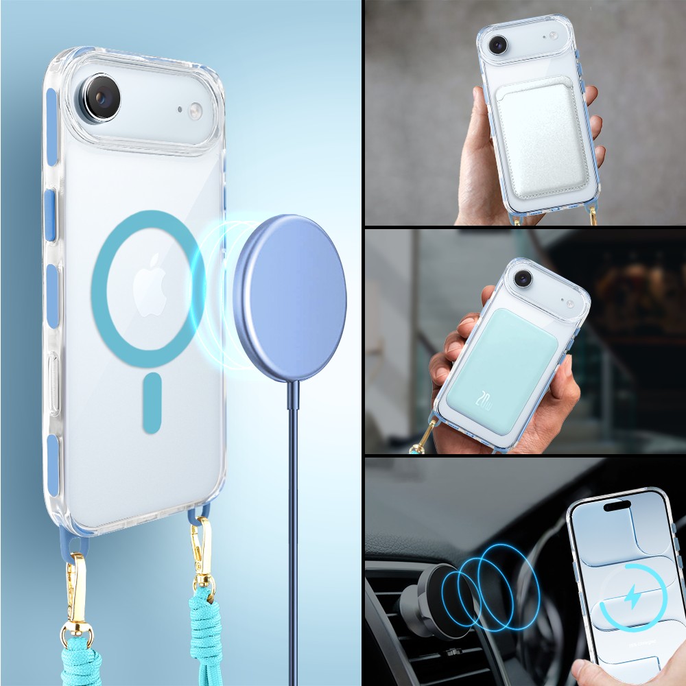 Etui do iPhone Air, MagSafe, ze smyczą, na ramię, crossbody, niebieskie (5)