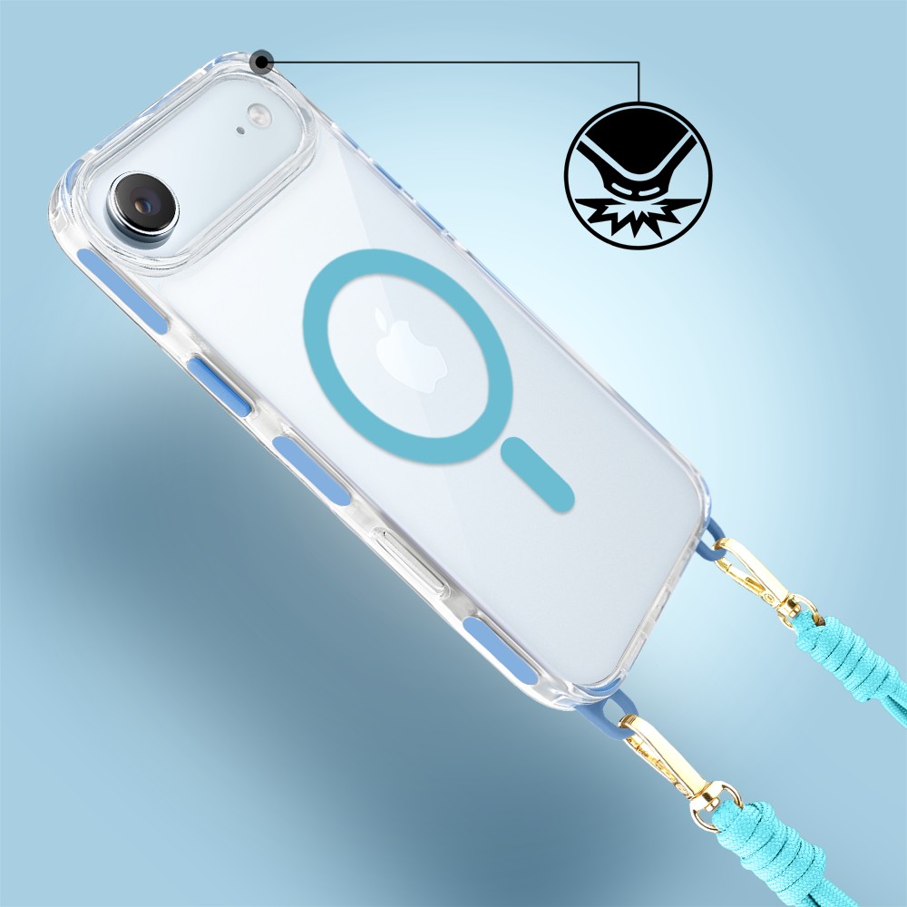 Etui do iPhone Air, MagSafe, ze smyczą, na ramię, crossbody, niebieskie (6)