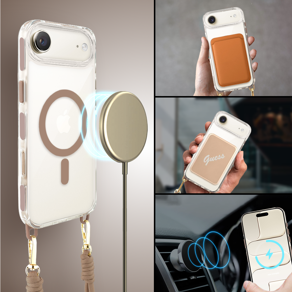 Etui do iPhone Air, MagSafe, ze smyczą, na ramię, crossbody, pustynny tytan (1)