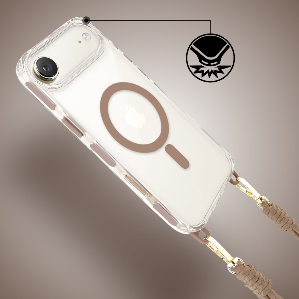 Etui do iPhone Air, MagSafe, ze smyczą, na ramię, crossbody, pustynny tytan (2)