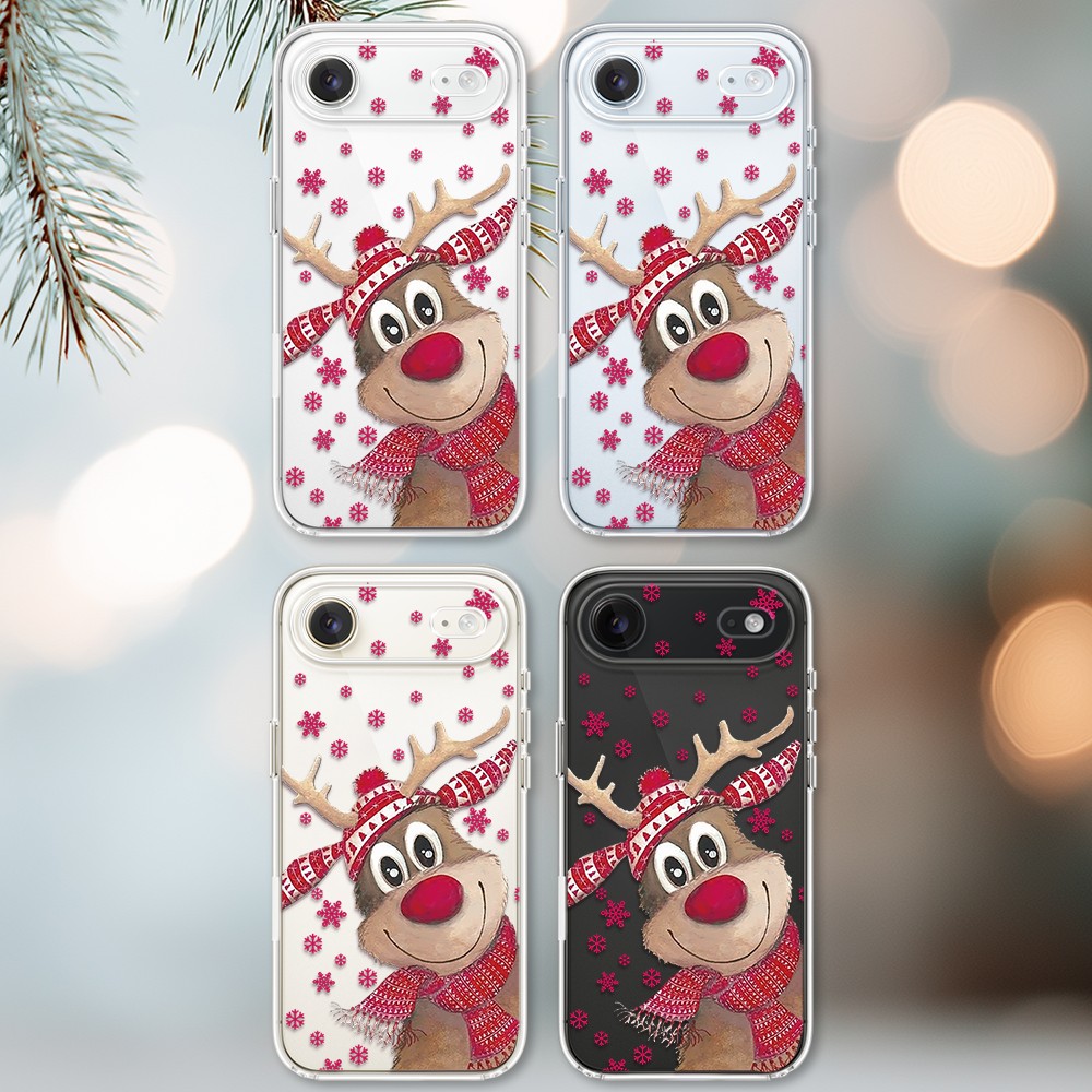 Etui do iPhone Air, Merry Christmas świąteczny nadruk, renifer, przeźroczyste 17Air-2