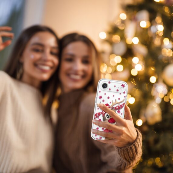 Etui do iPhone Air, Merry Christmas świąteczny nadruk, renifer, przeźroczyste 17Air-5