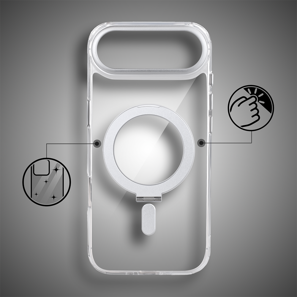 Etui do iPhone Air Metal Clear Cam MagSafe Stand z podstawką, twarde, przeźroczyste (7)