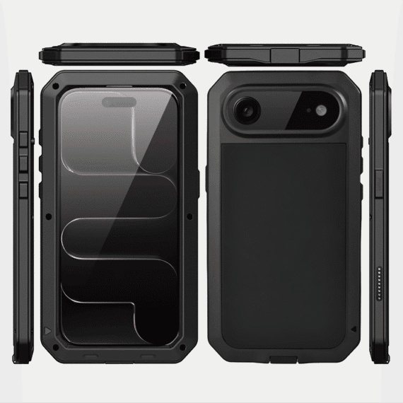 Etui do iPhone Air Panzer Max, metalowa, skręcana, pancerna obudowa przód+tył, czarne (4)