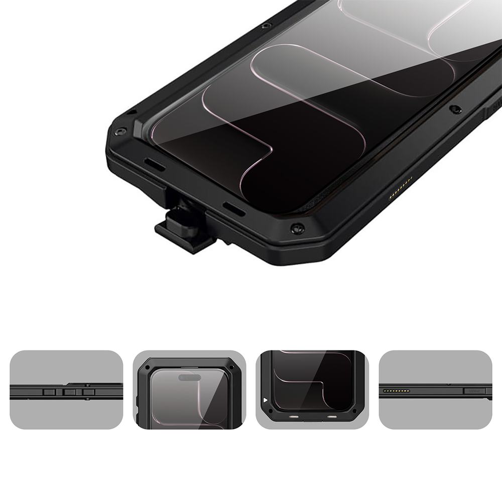 Etui do iPhone Air Panzer Max, metalowa, skręcana, pancerna obudowa przód+tył, czarne (6)