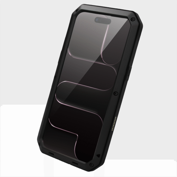 Etui do iPhone Air Panzer Max, metalowa, skręcana, pancerna obudowa przód+tył, czarne (8)