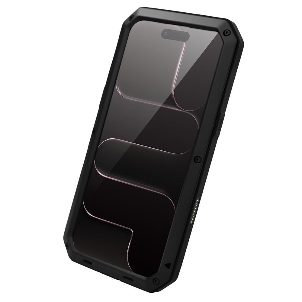Etui do iPhone Air Panzer Max, metalowa, skręcana, pancerna obudowa przód+tył, czarne (8)
