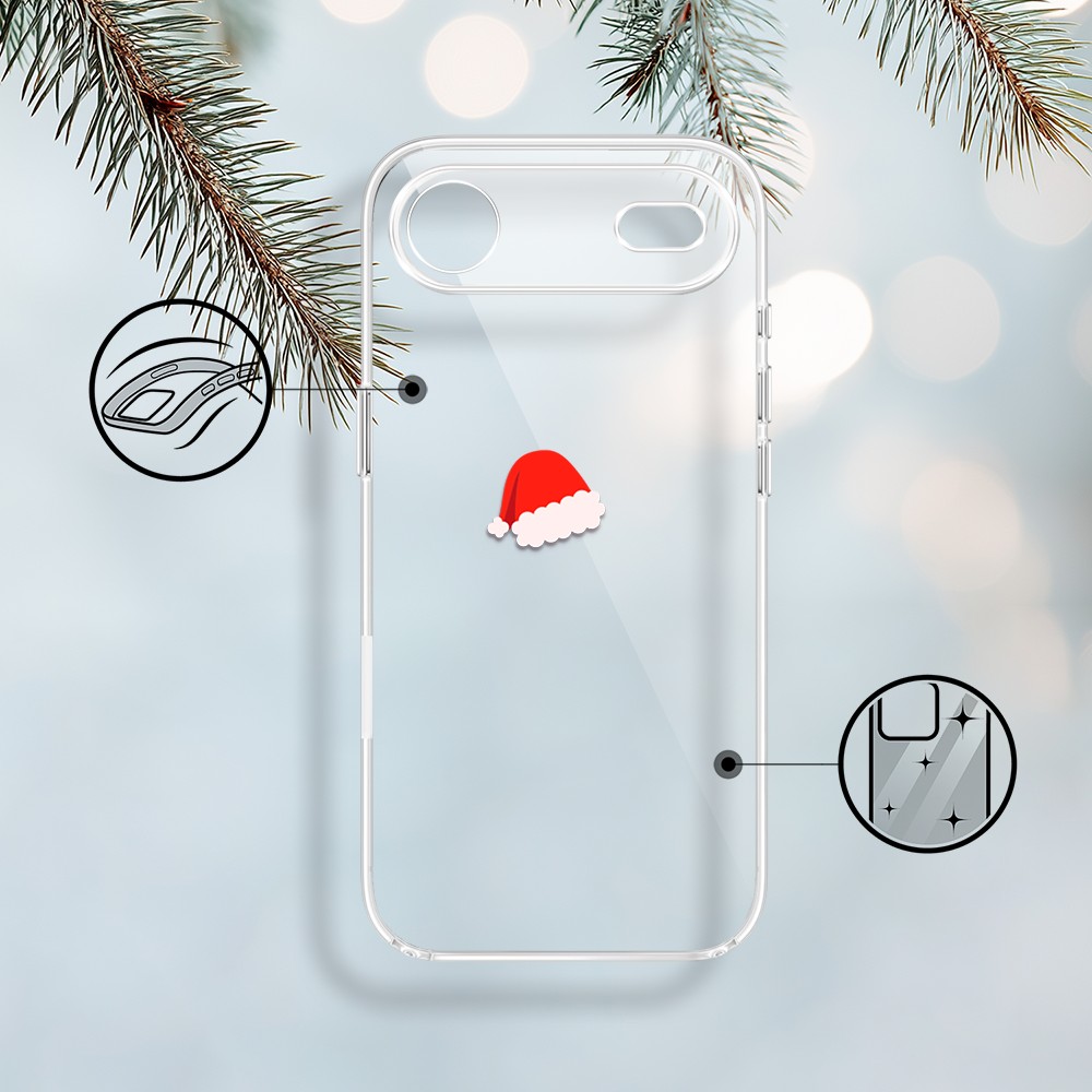 Etui do iPhone Air, czapka Mikołaja, przeźroczyste17Air-1