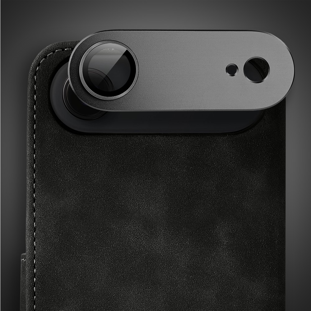 Etui do iPhone Air książkowe Velvet Touch, aksamitne, portfelowe z zamknięciem, czarne (1)