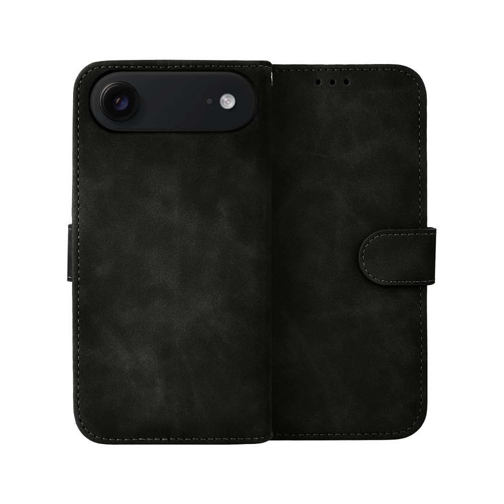 Etui do iPhone Air książkowe Velvet Touch, aksamitne, portfelowe z zamknięciem, czarne (2)