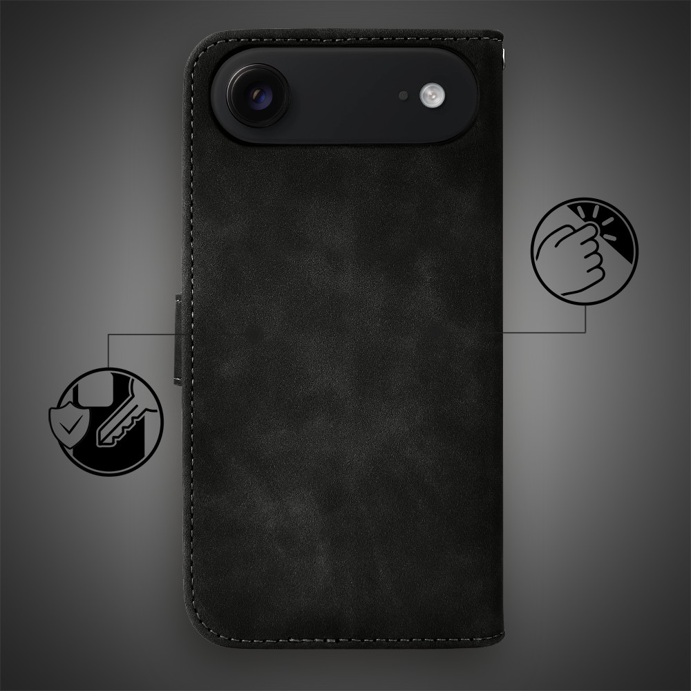 Etui do iPhone Air książkowe Velvet Touch, aksamitne, portfelowe z zamknięciem, czarne (5)