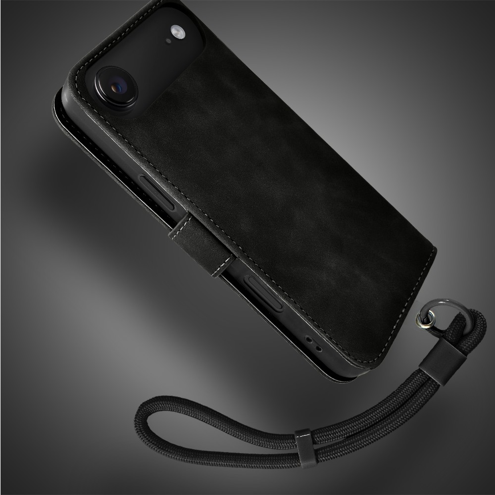 Etui do iPhone Air książkowe Velvet Touch, aksamitne, portfelowe z zamknięciem, czarne (7)