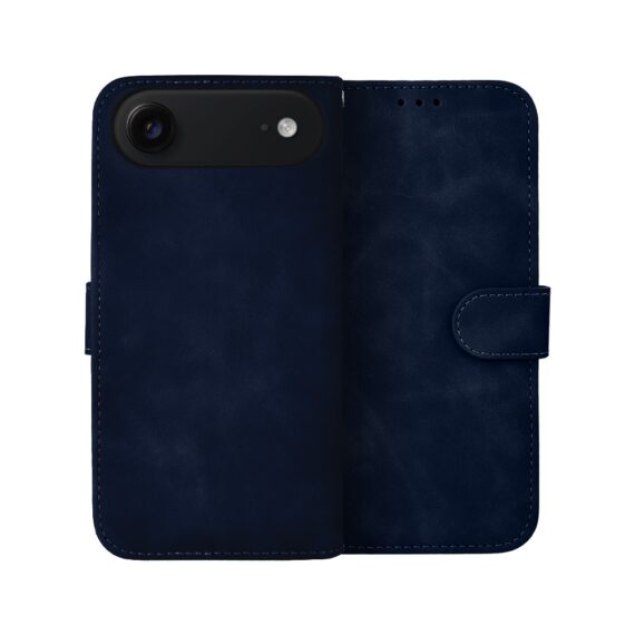 Etui do iPhone Air książkowe Velvet Touch, aksamitne, portfelowe z zamknięciem, granatowe (1)