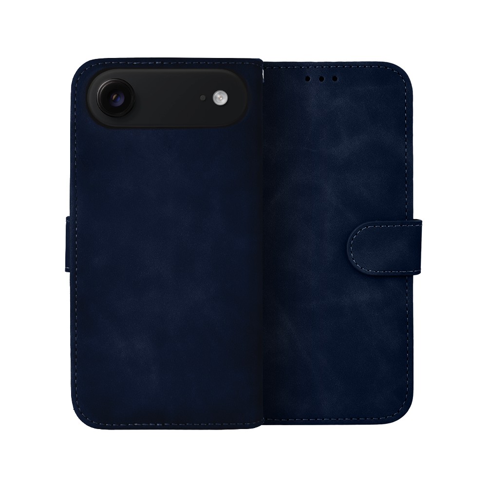 Etui do iPhone Air książkowe Velvet Touch, aksamitne, portfelowe z zamknięciem, granatowe (1)