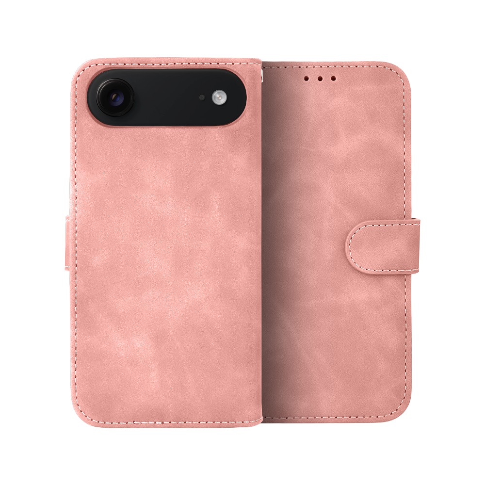 Etui do iPhone Air książkowe Velvet Touch, aksamitne, portfelowe z zamknięciem, różowe (1)