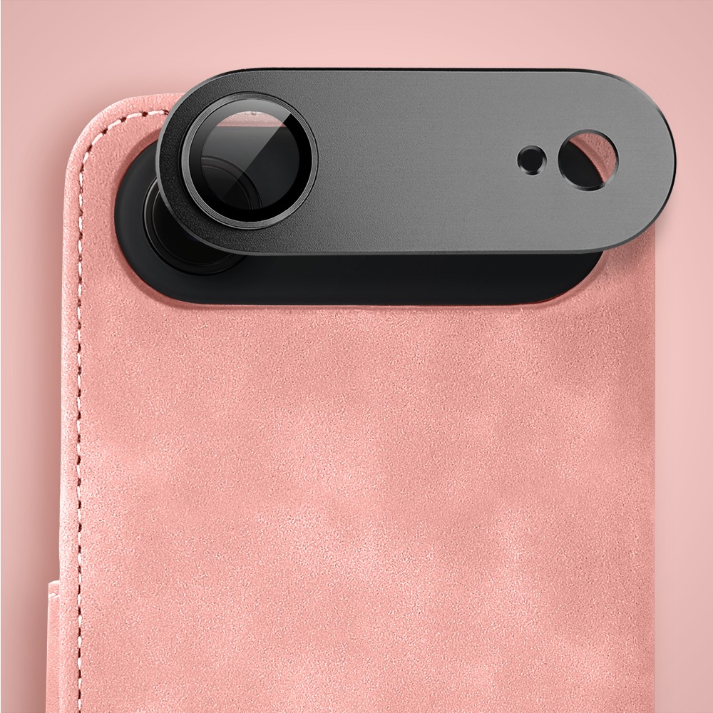 Etui do iPhone Air książkowe Velvet Touch, aksamitne, portfelowe z zamknięciem, różowe (9)