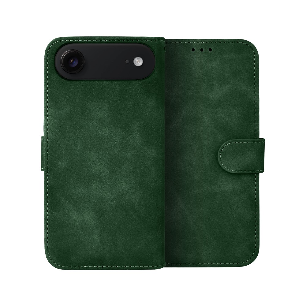 Etui do iPhone Air książkowe Velvet Touch, aksamitne, portfelowe z zamknięciem, zielone (1)