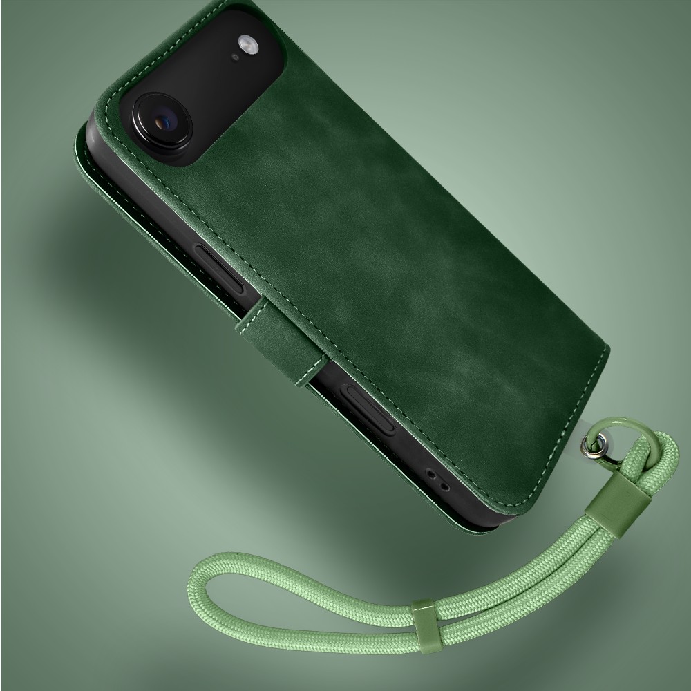 Etui do iPhone Air książkowe Velvet Touch, aksamitne, portfelowe z zamknięciem, zielone (6)