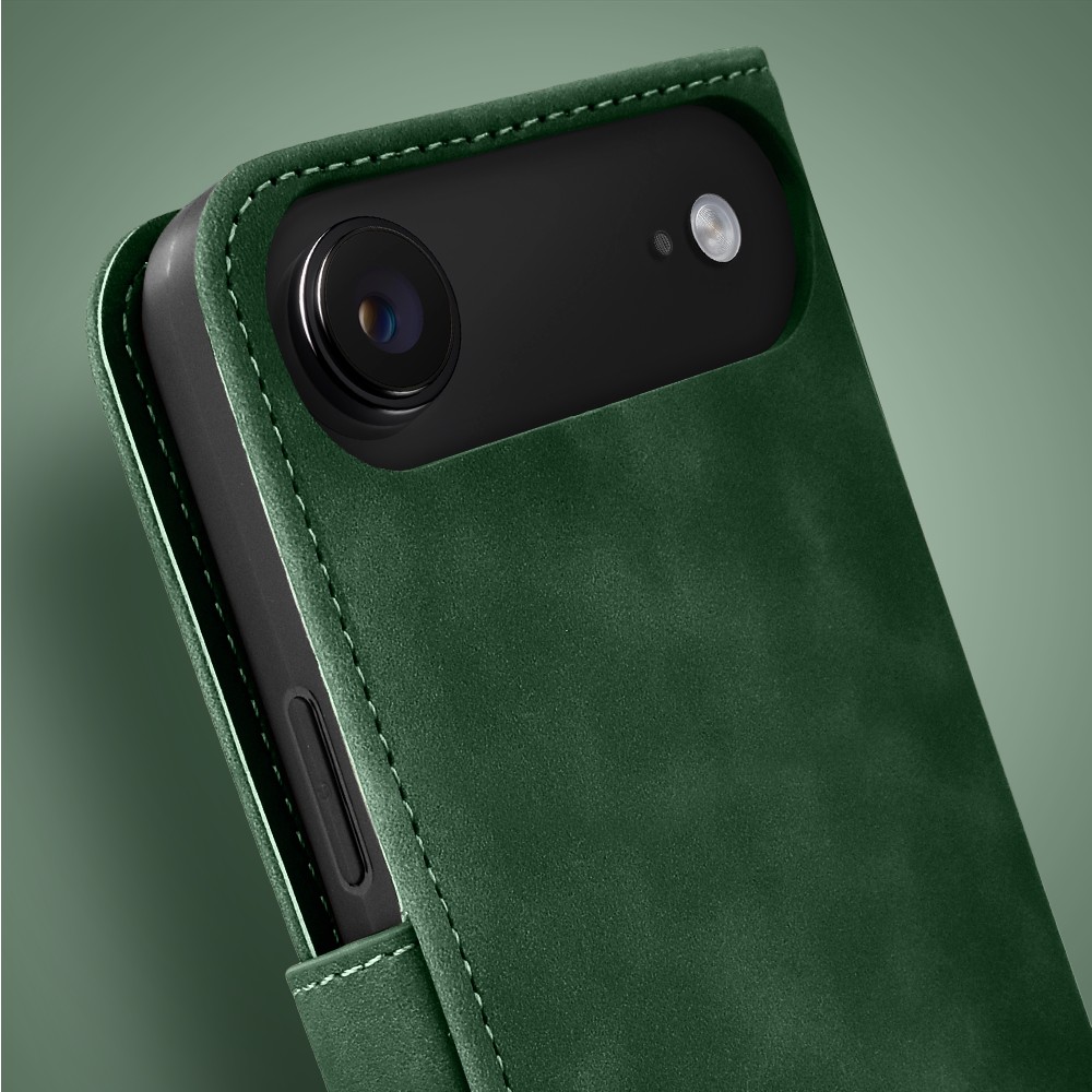 Etui do iPhone Air książkowe Velvet Touch, aksamitne, portfelowe z zamknięciem, zielone (7)