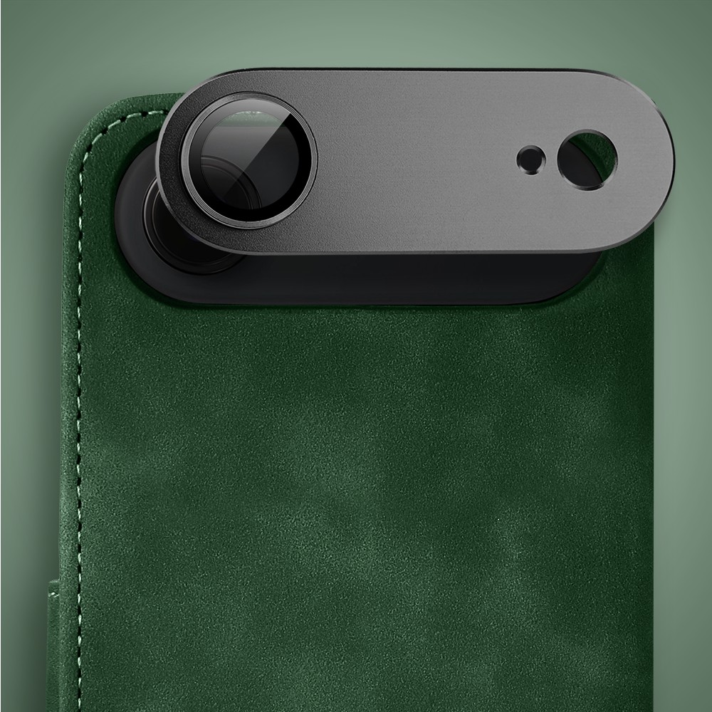 Etui do iPhone Air książkowe Velvet Touch, aksamitne, portfelowe z zamknięciem, zielone (9)