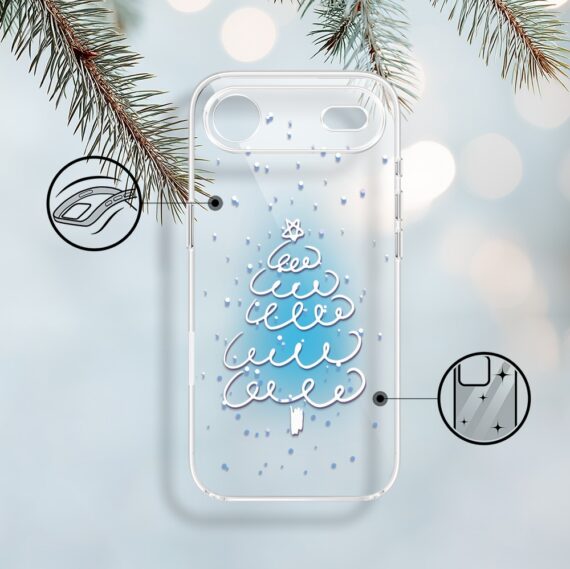 Etui do iPhone Air, malowana choinka na niebieskim świetle, przeźroczyste 17Air-1