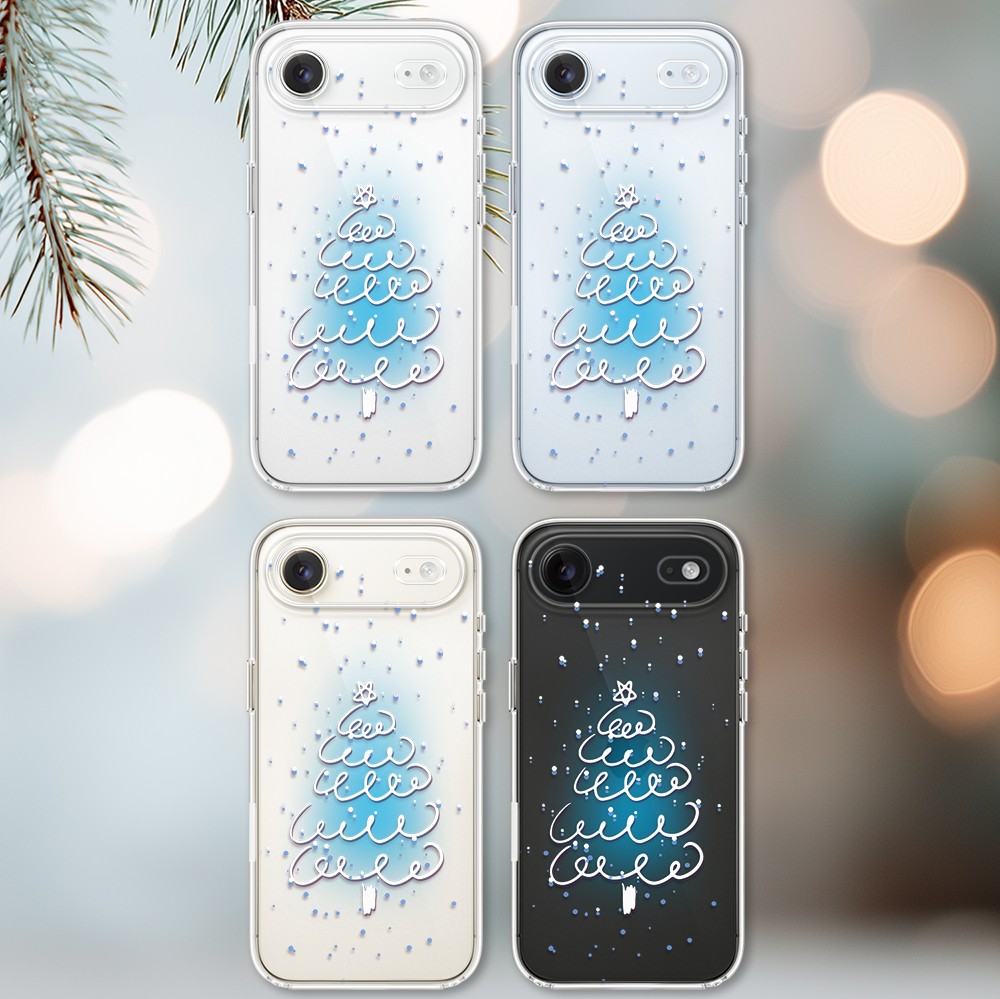 Etui do iPhone Air, malowana choinka na niebieskim świetle, przeźroczyste 17Air-2