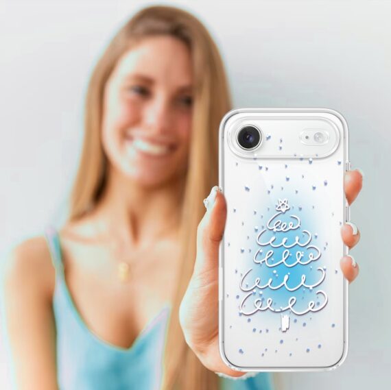 Etui do iPhone Air, malowana choinka na niebieskim świetle, przeźroczyste 17Air-4