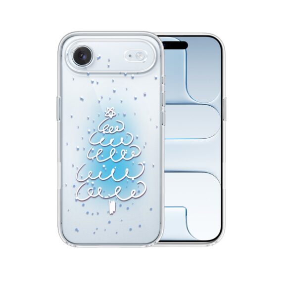 Etui do iPhone Air, malowana choinka na niebieskim świetle, przeźroczyste 17Air