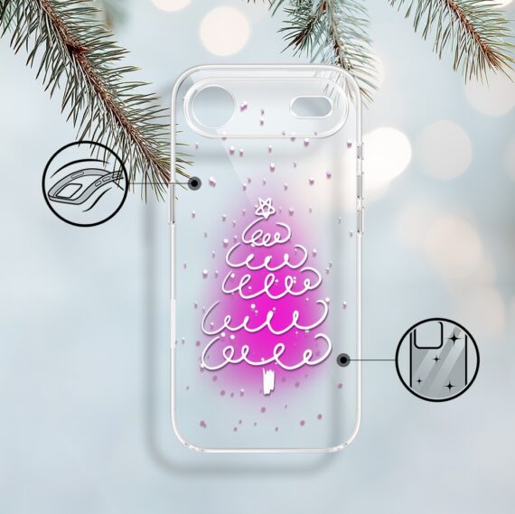 Etui do iPhone Air, malowana choinka na różowym świetle, przeźroczyste 17Air-1