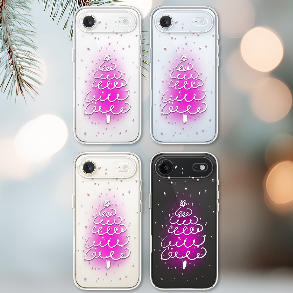Etui do iPhone Air, malowana choinka na różowym świetle, przeźroczyste 17Air-2